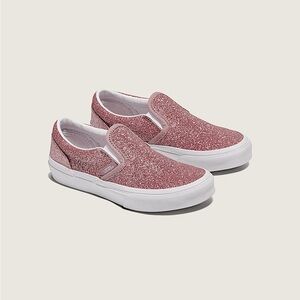 Vans Little Kids Classic Slip-On Shoe Glitter Rose Gold Pink Size 13.5